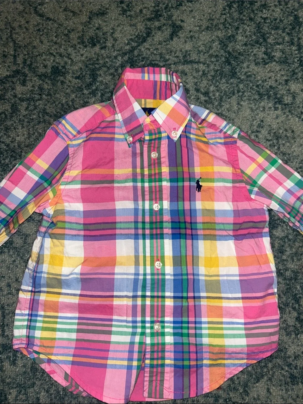 Ralph Lauren Pink Multicolor Plaid Button-Down Shirt for Kids